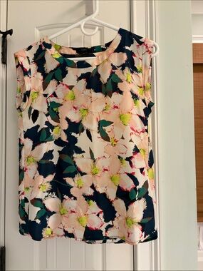 J. Crew Floral Sleeveless Shell Top - Navy, Pink & Green